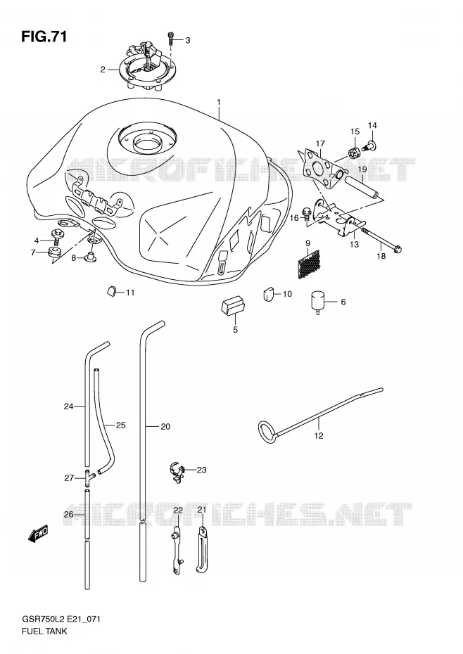 RESERVOIR D'ESSENCE (GSR750AL2 E21) Suzuki MOTO 750 GSR 2012  GSR750L2(E21)