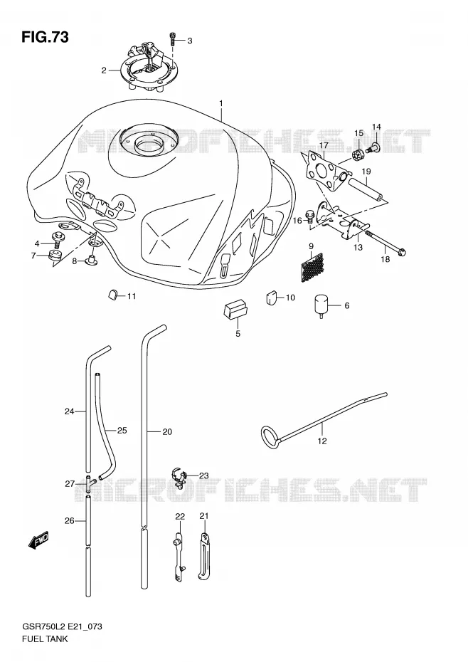 RESERVOIR D'ESSENCE (GSR750AUEL2 E21) Suzuki MOTO 750 GSR 2012  GSR750AL2(E21)