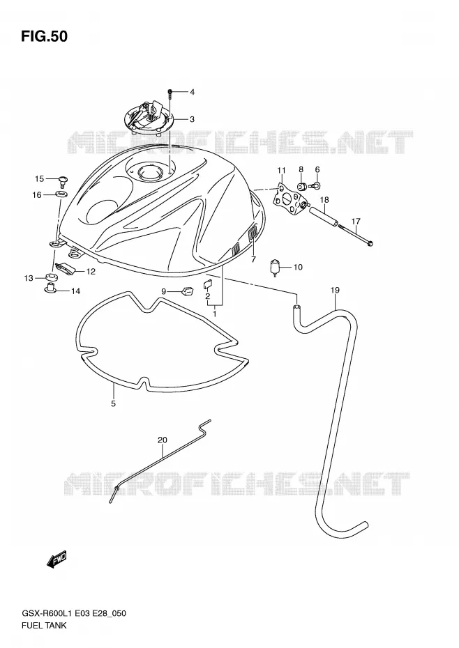 RESERVOIR D'ESSENCE (GSX-R600L1 E33) Suzuki MOTO 600 GSX-R 2011  GSX-R600L1(E3)