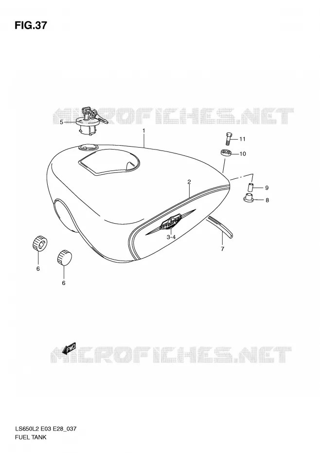 RESERVOIR D'ESSENCE (LS650L2 E03) Suzuki MOTO 650 BOULEVARD 2012  LS650L2(E03)