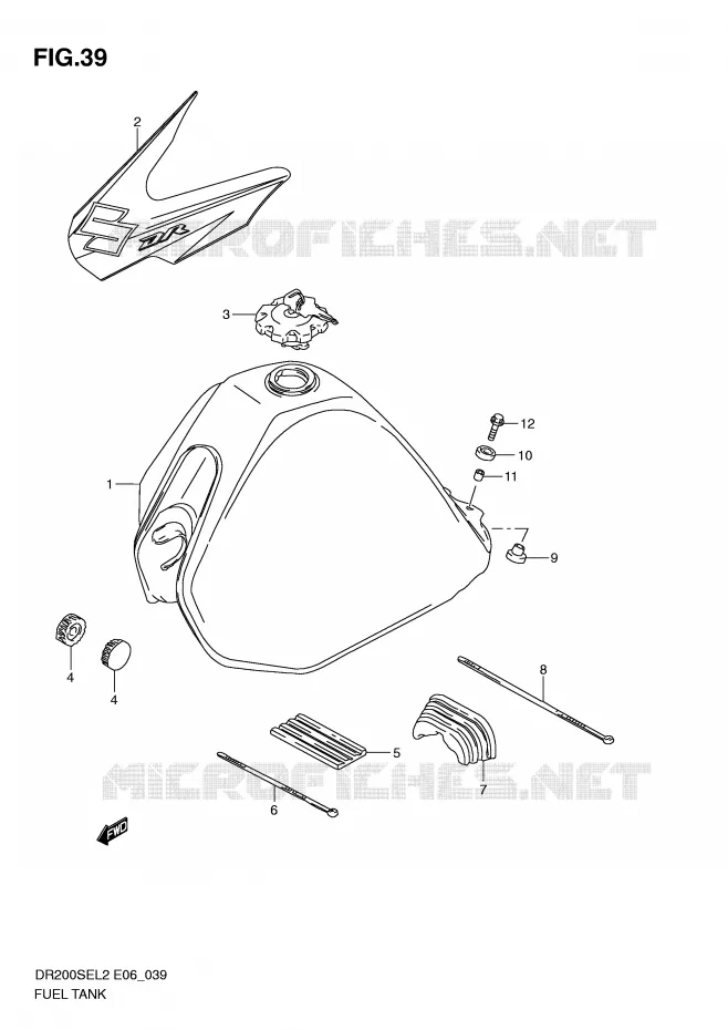 RESERVOIR D'ESSENCE Suzuki MOTO 200 DR 2012  DR200SEL2(E06)