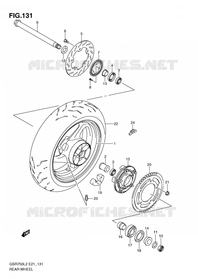 ROUE ARRIERE (GSR750AUEL2 E21) Suzuki MOTO 750 GSR 2012  GSR750L2(E21)