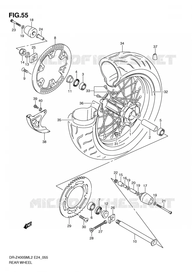 ROUE ARRIERE Suzuki MOTO 400 DR-Z 2012  DR-Z400SML2(E24)
