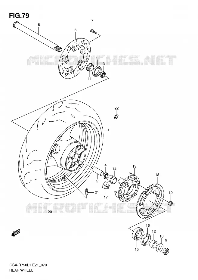 ROUE ARRIERE Suzuki MOTO 750 GSX-R 2011  GSX-R750UFL1(E21)