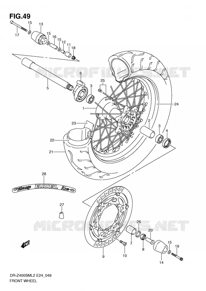 ROUE AVANT Suzuki MOTO 400 DR-Z 2012  DR-Z400SML2(E24)
