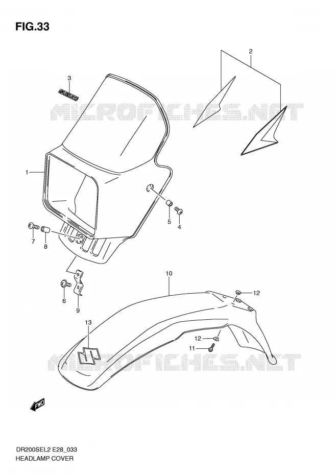 SUPPORT - CARENAGES DE PHARE Suzuki MOTO 200 DR 2012  DR200SEL2(E28)