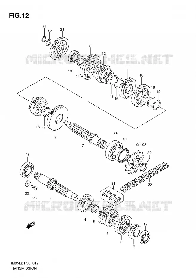 TRANSMISSION (RM85L2 P03) Suzuki MOTO 85 RM 2012  RM85LL2(P03)