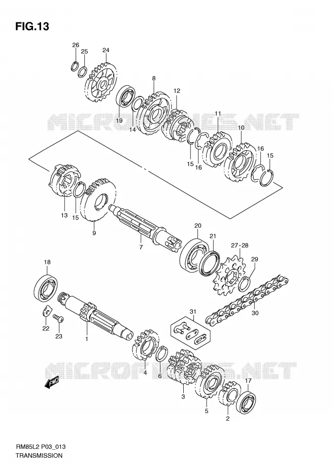 TRANSMISSION (RM85LL2 P03) Suzuki MOTO 85 RM 2012  RM85L2(P03)