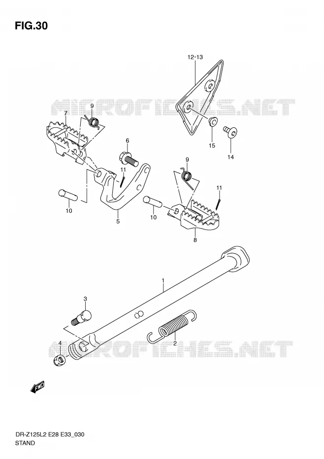 BEQUILLE (DR-Z125LL2 E33) Suzuki MOTO 125 DR-Z 2012  DR-Z125LL2(E28)