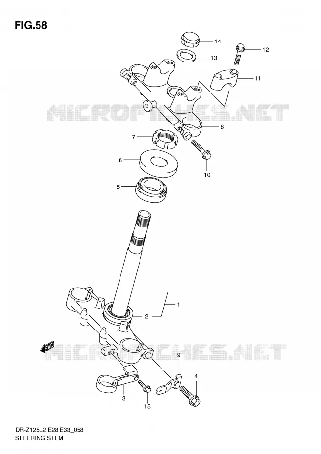 COLONNE DE DIRECTION (DR-Z125L2 E28) Suzuki MOTO 125 DR-Z 2012  DR-Z125LL2(E28)