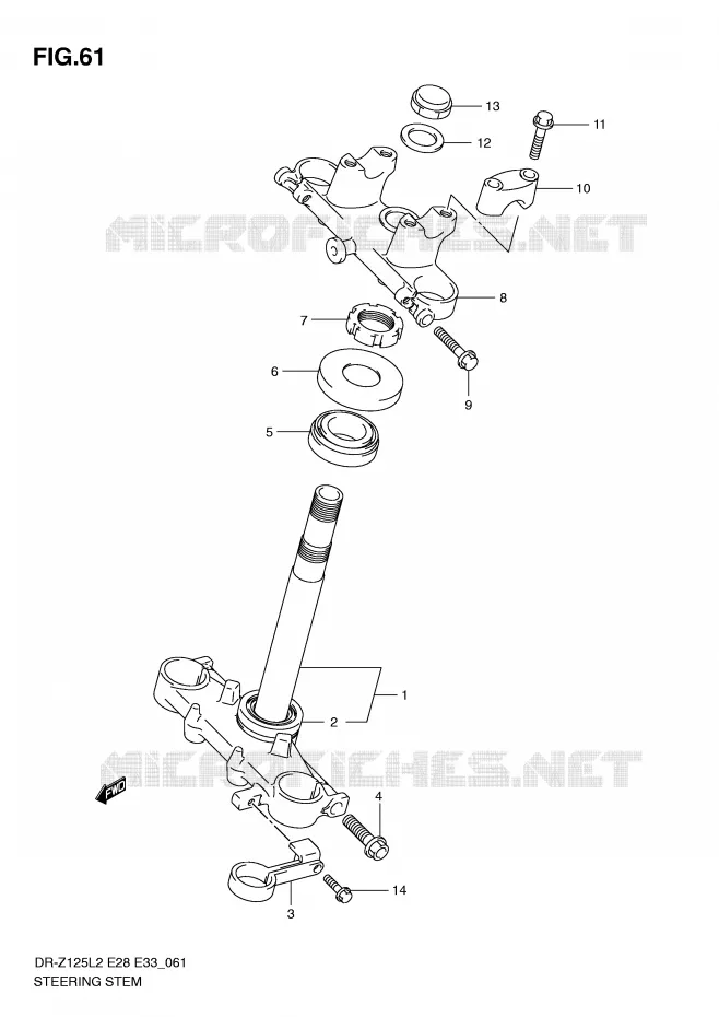 COLONNE DE DIRECTION (DR-Z125LL2 E33) Suzuki MOTO 125 DR-Z 2012  DR-Z125LL2(E28)