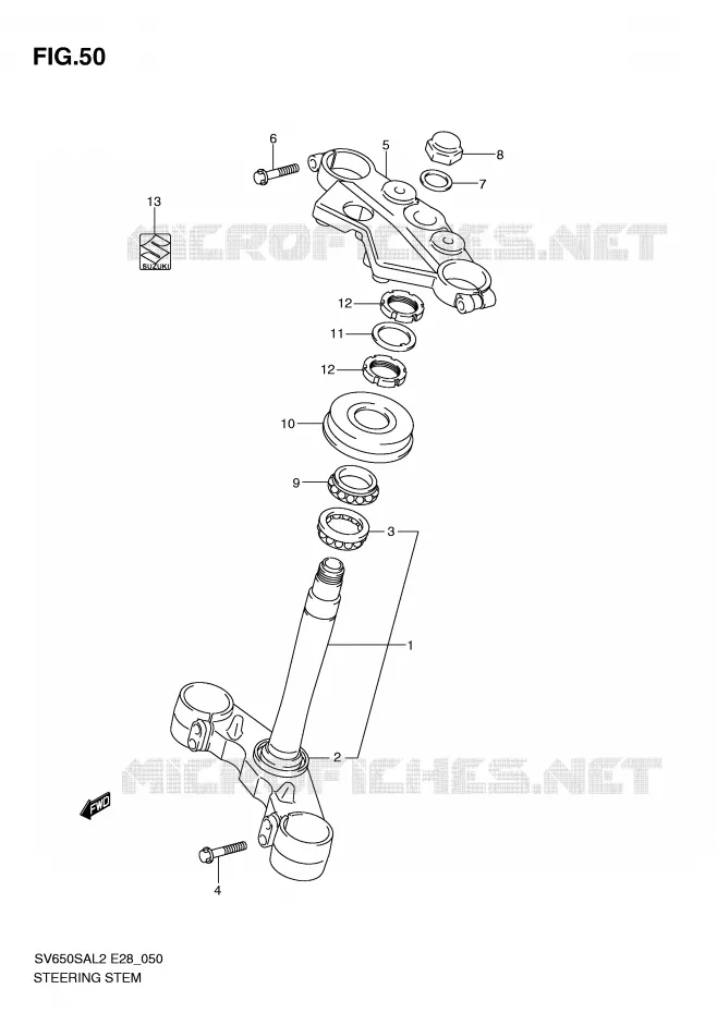 COLONNE DE DIRECTION Suzuki MOTO 650 SV-S 2012  SV650SAL2(E28)
