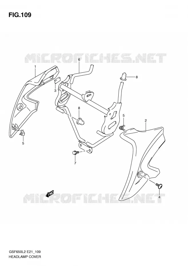 COUVERCLE DE PHARE (GSF650AL2 E21) Suzuki MOTO 650 BANDIT 2012  GSF650UAL2(E21)