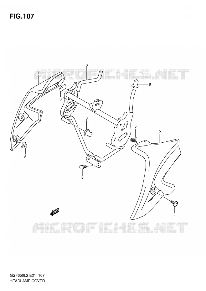 COUVERCLE DE PHARE (GSF650L2 E21) Suzuki MOTO 650 BANDIT 2012  GSF650AL2(E21)