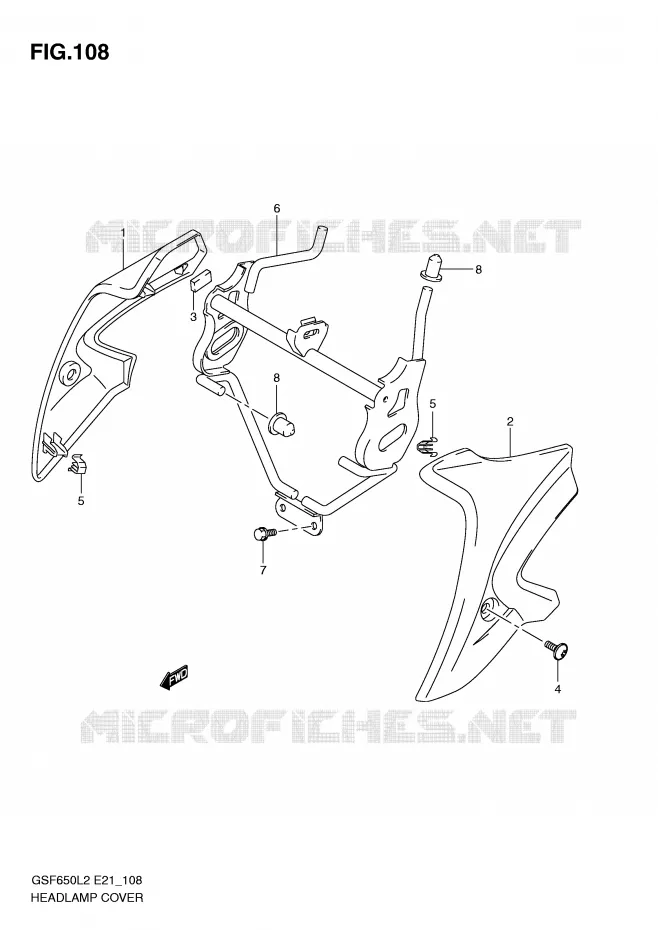 COUVERCLE DE PHARE (GSF650UL2 E21) Suzuki MOTO 650 BANDIT 2012  GSF650SL2(E21)