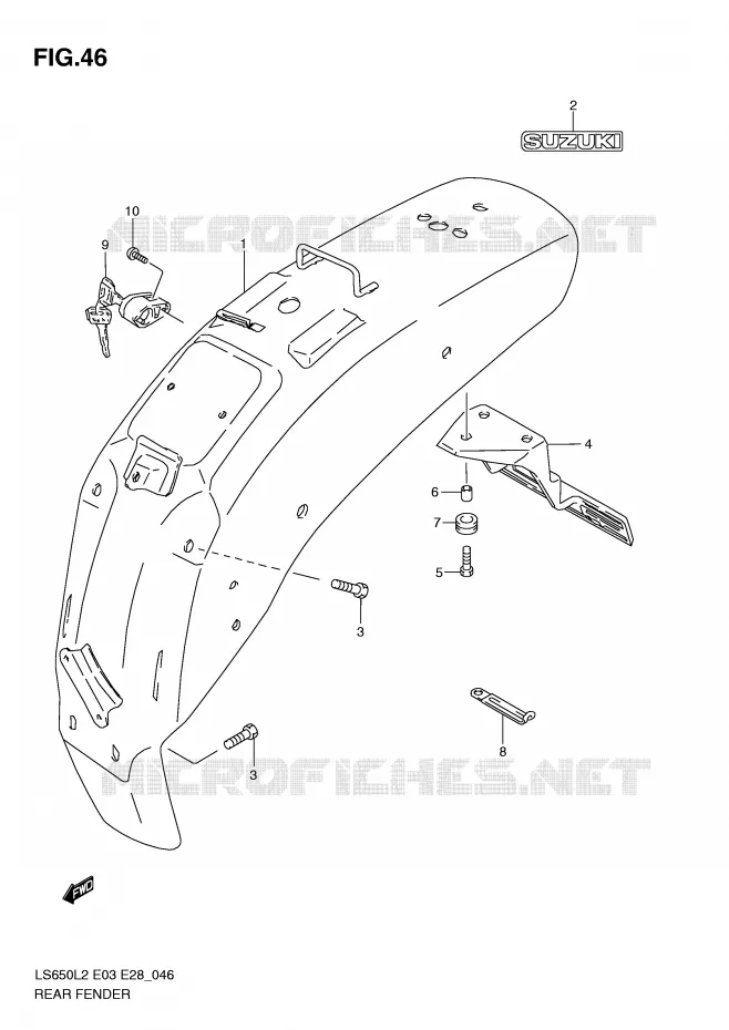 GARDE BOUE ARRIERE Suzuki MOTO 650 BOULEVARD 2012  LS650L2(E03)
