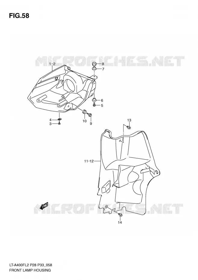 LOGEMENT PROJECTEUR AVANT Suzuki QUAD 400 KINGQUAD 2012  LT-A400FL2(P28)