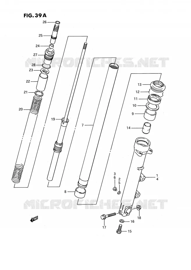 AMORTISSEUR AVANT (MODELE K/L/M/N/P) Suzuki MOTO 1100 GSX-F 1992  GSX1100FN(E2)