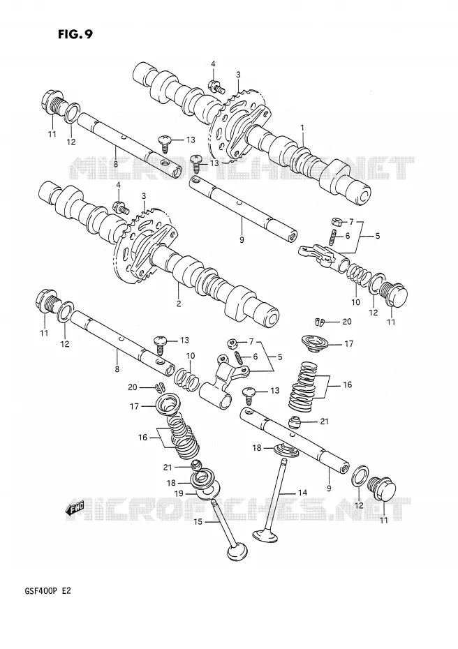 ARBRE A CAMES - SOUPAPES Suzuki MOTO 400 BANDIT 1993  GSF400P(E2)