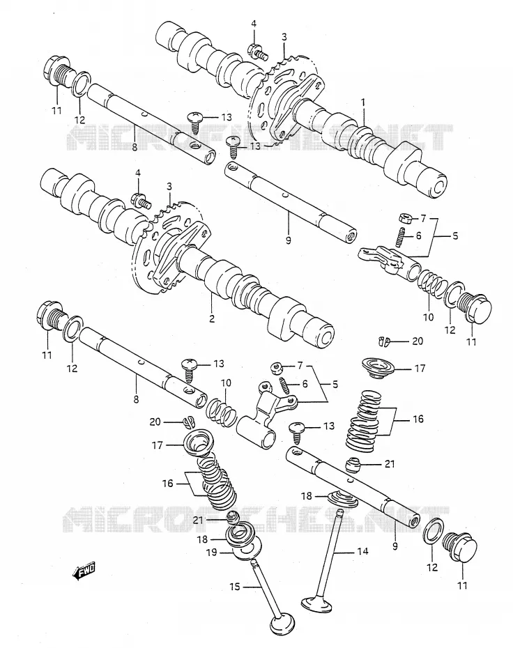 ARBRE A CAMES - SOUPAPES Suzuki MOTO 400 BANDIT-N 1993  GSF400P(E28)