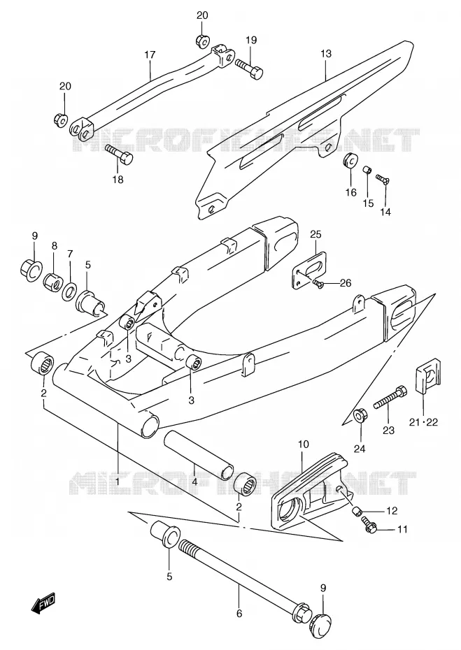 BRAS OSCILLANT ARRIERE (GSF1200SAV/SAW/SAX/SAY) Suzuki MOTO 1200 BANDIT 1998  GSF1200SAW(E2)