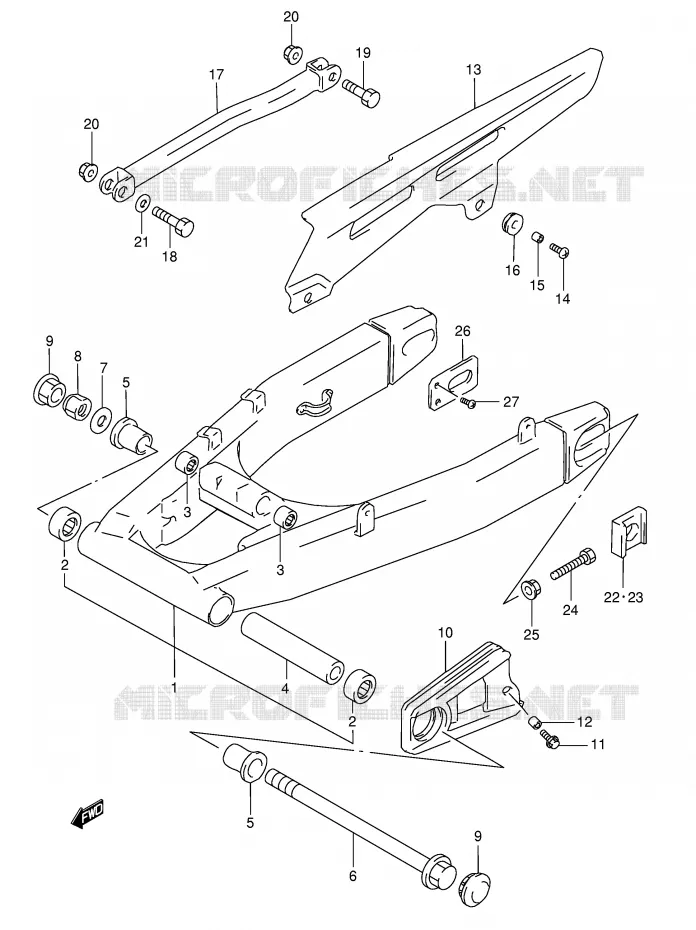 BRAS OSCILLANT ARRIERE (GSF1200ST/SV/SW/SX/SY) Suzuki MOTO 1200 BANDIT 2000  GSF1200SY(E28)