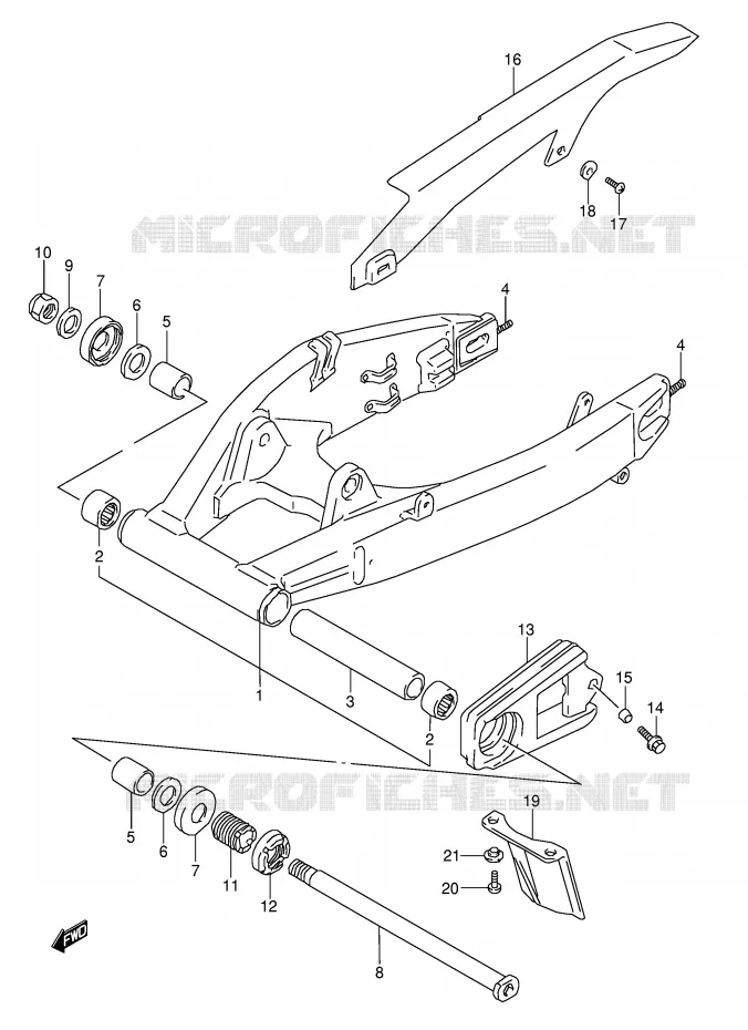 BRAS OSCILLANT ARRIERE (MODELE P/R) Suzuki MOTO 1100 GSX-R 1998  GSX-R1100WW(E28)