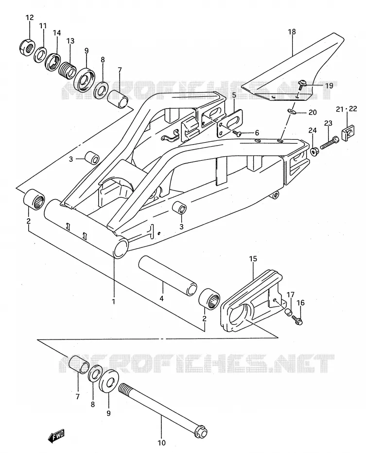 BRAS OSCILLANT ARRIERE (MODELE R/S) Suzuki MOTO 750 GSX-R 1993  GSX-R750WP(E28)