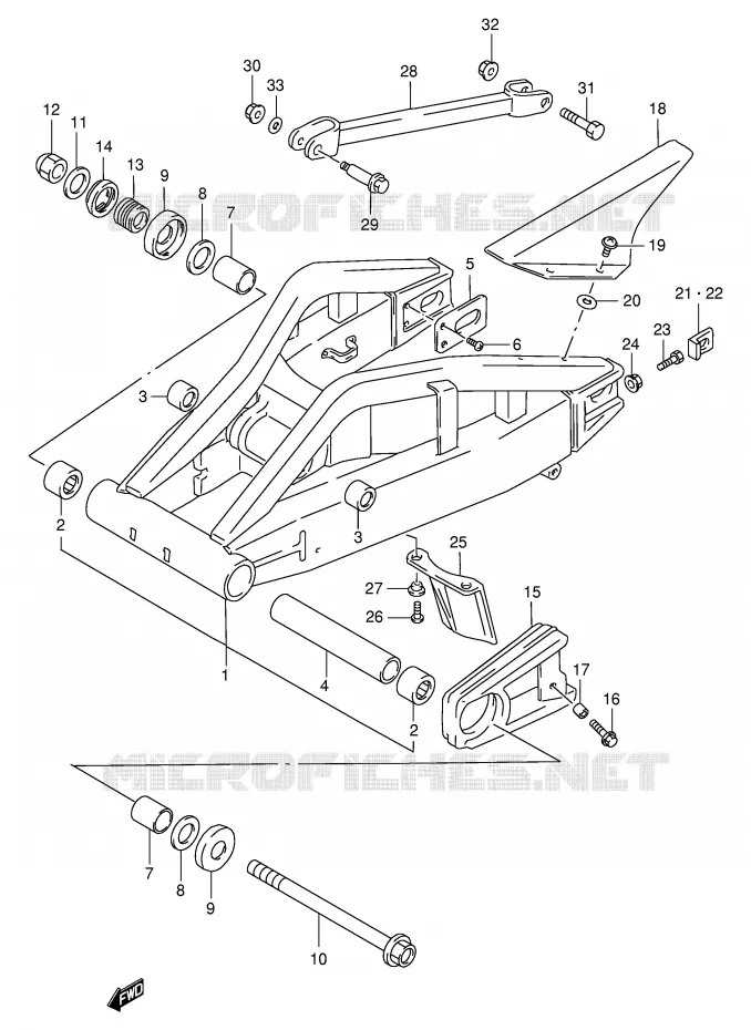 BRAS OSCILLANT ARRIERE (MODELE S/T/V/W) Suzuki MOTO 1100 GSX-R 1997  GSX-R1100WV(E2)