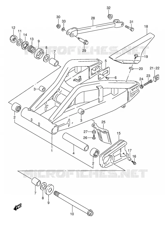 BRAS OSCILLANT ARRIERE (MODELE S/T/V/W) Suzuki MOTO 1100 GSX-R 1997  GSX-R1100WV(E28)