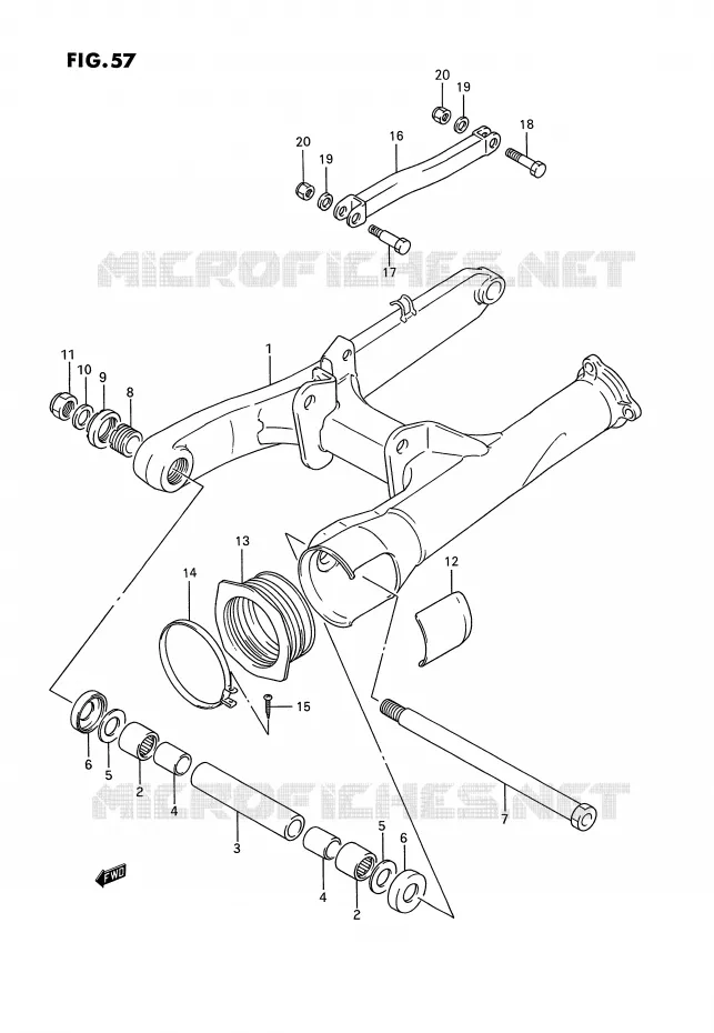 BRAS OSCILLANT ARRIERE Suzuki MOTO 1100 GSX-G 1991  GSX1100GM(E2)
