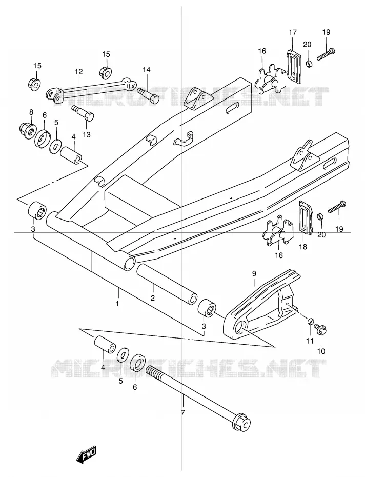 BRAS OSCILLANT ARRIERE Suzuki MOTO 1200 GSX 1999  GSX1200X(E4)