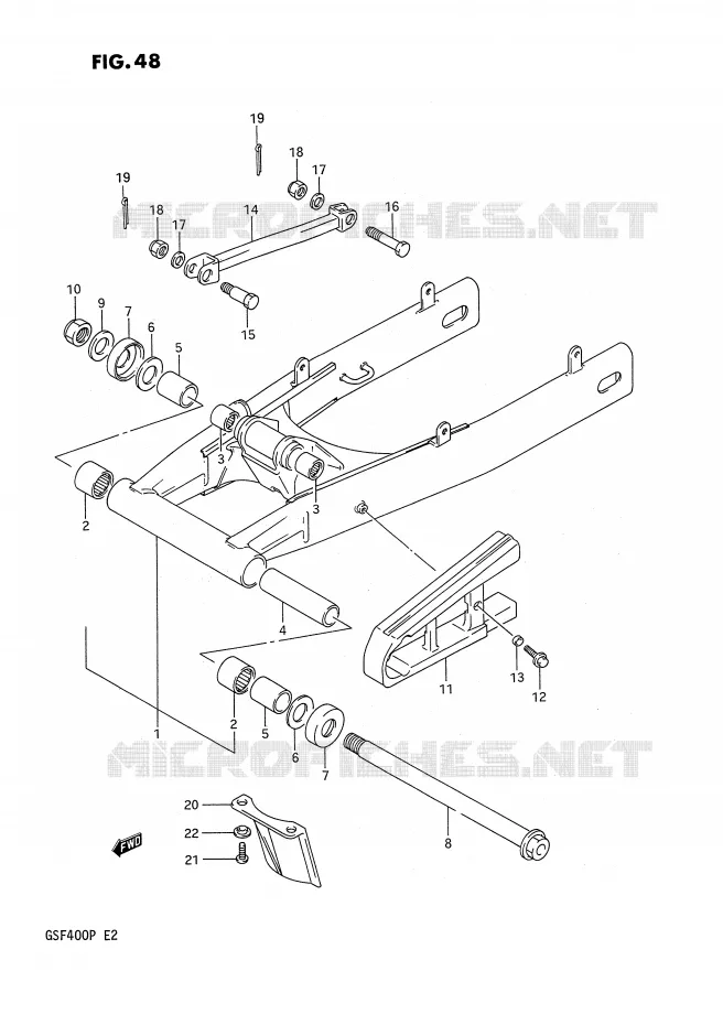 BRAS OSCILLANT ARRIERE Suzuki MOTO 400 BANDIT 1991  GSF400M(E2)