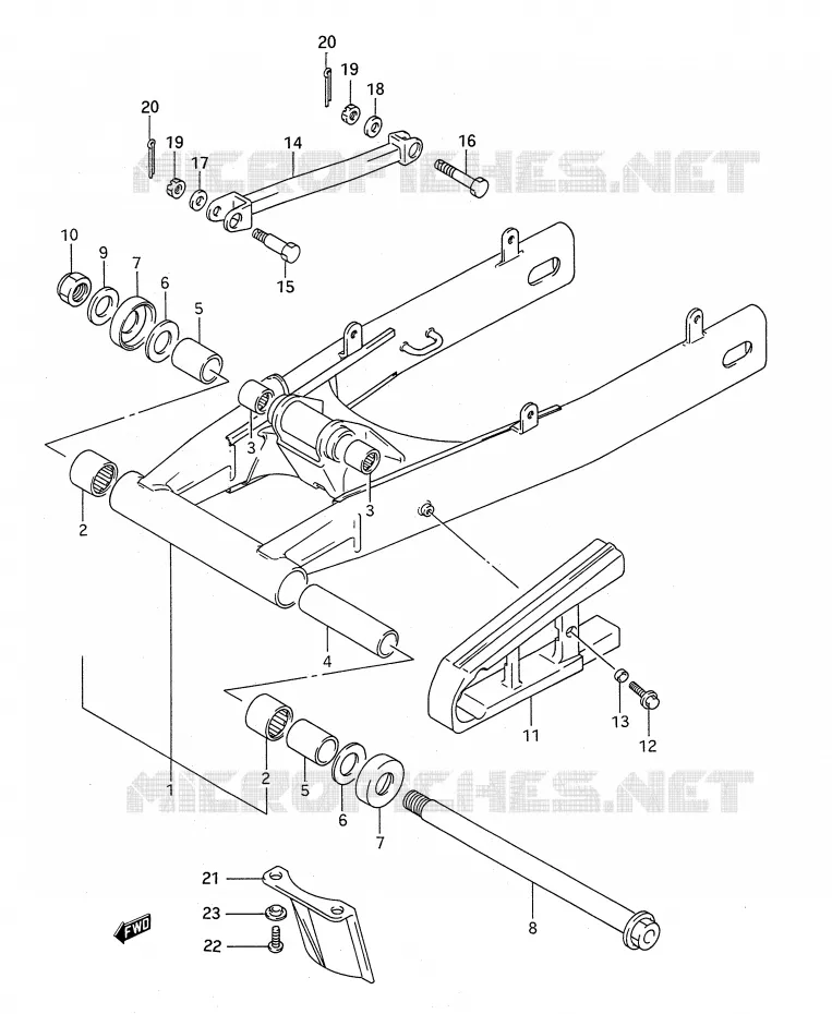BRAS OSCILLANT ARRIERE Suzuki MOTO 400 BANDIT-N 1992  GSF400N(E28)