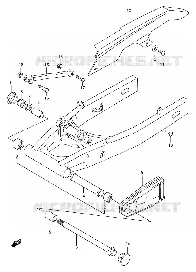 BRAS OSCILLANT ARRIERE Suzuki MOTO 600 BANDIT 1998  GSF600W(E2)