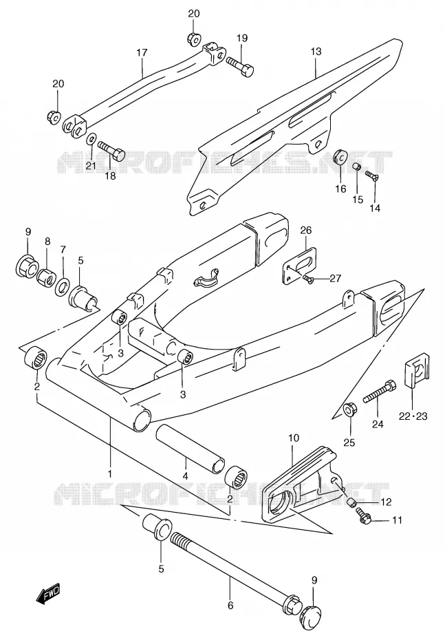 BRAS OSCILLANT (GSF1200T/V/W/X/Y/ST/SV/SW/SX/SY) Suzuki MOTO 1200 BANDIT 2000  GSF1200Y(E2)