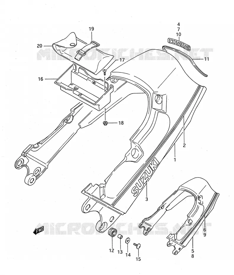 CARENAGE ARRIERE - CAPOT DE SELLE (MODELE J/K/L) Suzuki MOTO 1100 GSX-F 1991  GSX1100FM(E28)