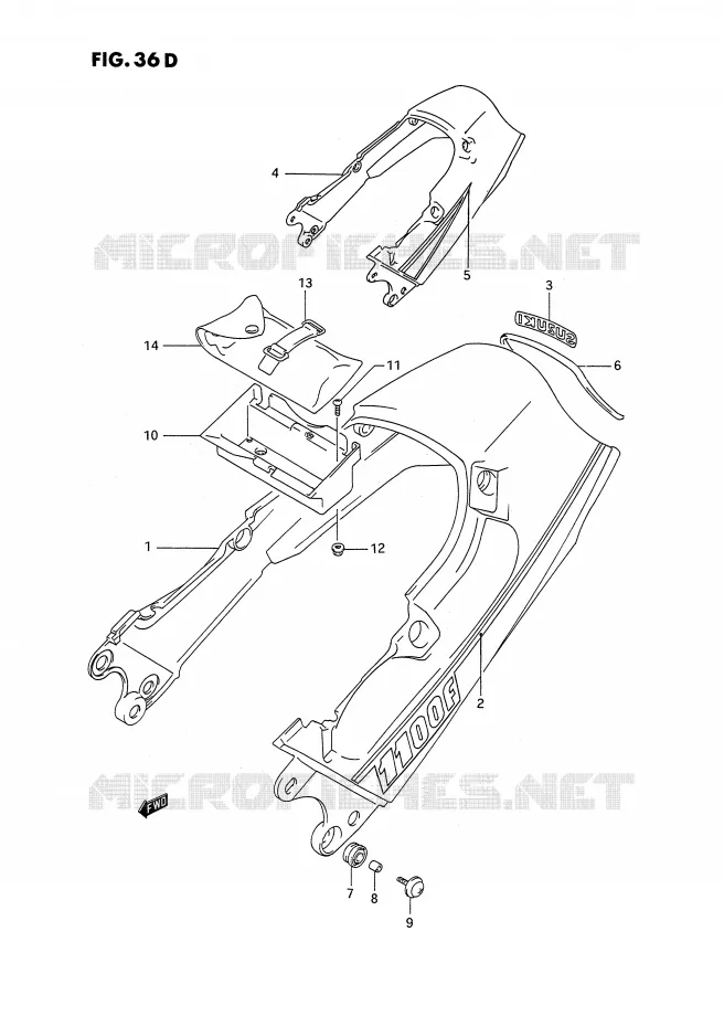 CARENAGE ARRIERE - CAPOT DE SELLE (MODELE N/P/R) Suzuki MOTO 1100 GSX-F 1988  GSX1100FJ(E2)