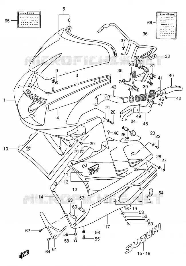 CARENAGE TETE DE FOURCHE (MODELE L D26) Suzuki MOTO 400 GSX-R 1993  GSX-R400RP(E30)