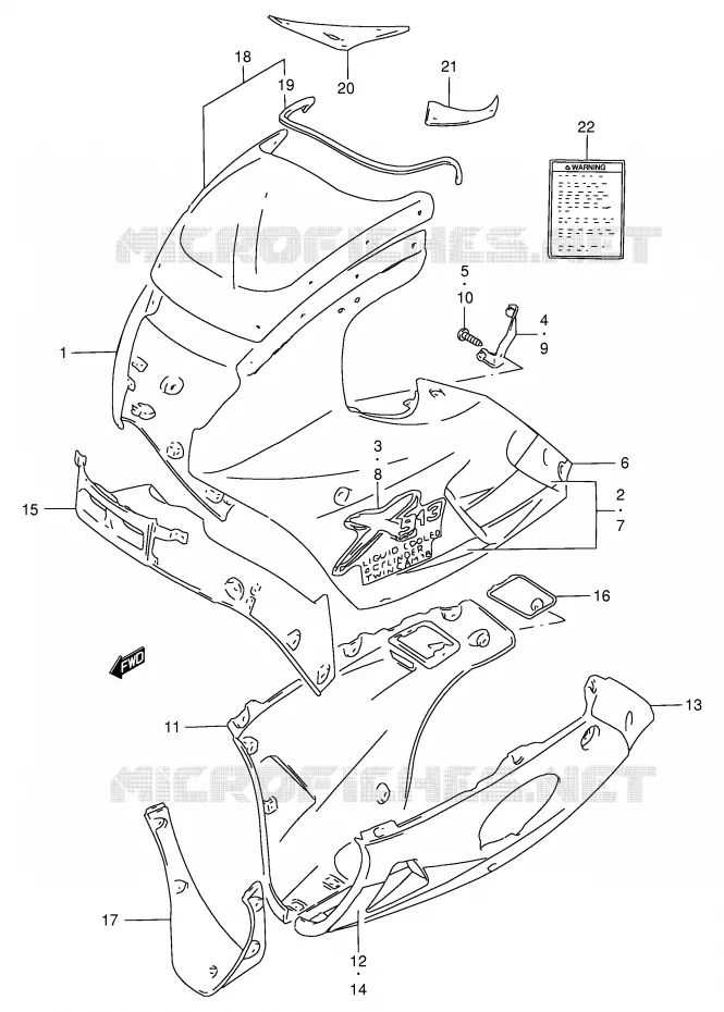 CARENAGE TETE DE FOURCHE (MODELE V) Suzuki MOTO 250 GSX 1993  GSX250FP(E24)
