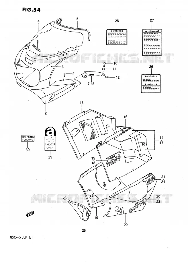 CARENAGES - ETIQUETTES (3SL/3RZ) Suzuki MOTO 750 GSX-R 1991  GSX-R750M(E1)
