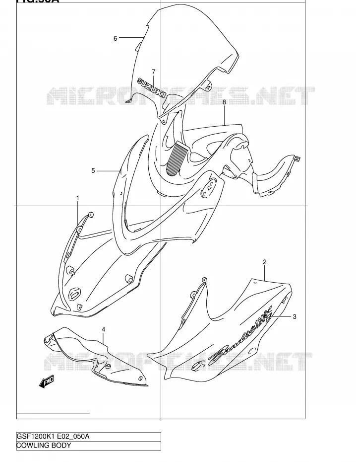 CARENAGES - ETIQUETTES (GSF1200SK2) Suzuki MOTO 1200 BANDIT 2002  GSF1200SK2(E2)