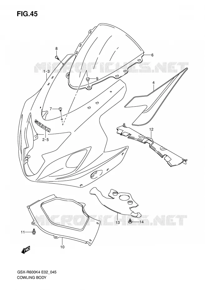 CARENAGES - ETIQUETTES (GSX-R600K4/K5) Suzuki MOTO 600 GSX-R 2004  GSX-R600K4(E2)
