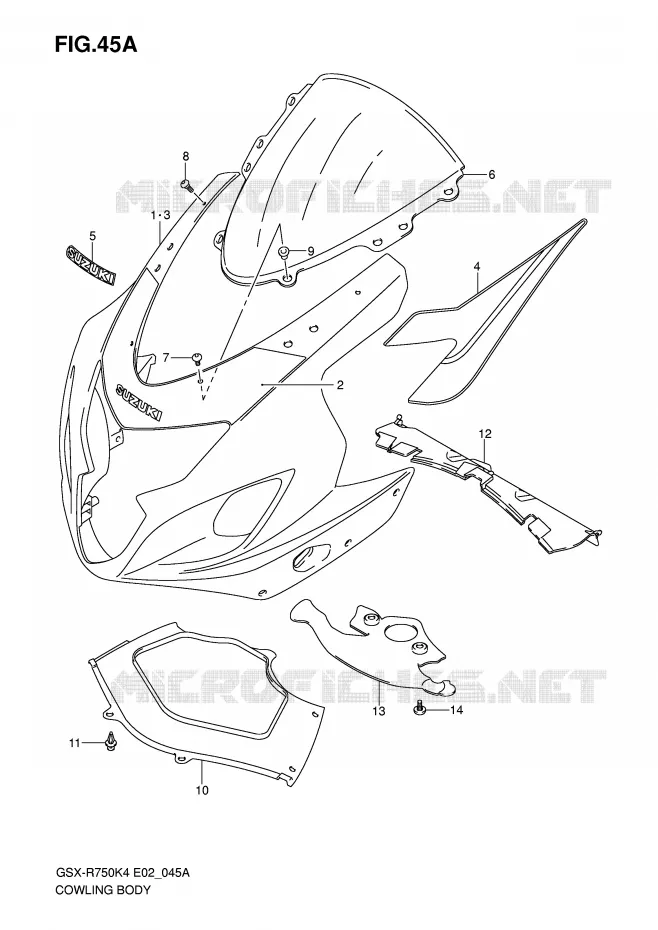 CARENAGES - ETIQUETTES (MODELE K5) Suzuki MOTO 750 GSX-R 2005  GSX-R750K5(E2)