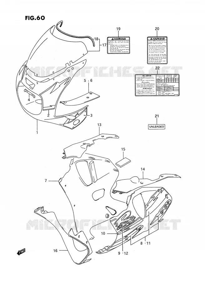 CARENAGES - ETIQUETTES (MODELE P M18,A5L) Suzuki MOTO 750 GSX-R 1994  GSX-R750WR(E2)