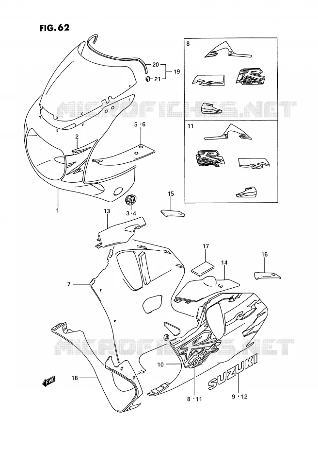 CARENAGES - ETIQUETTES (MODELE R M18) Suzuki MOTO 750 GSX-R 1993  GSX-R750WP(E2)