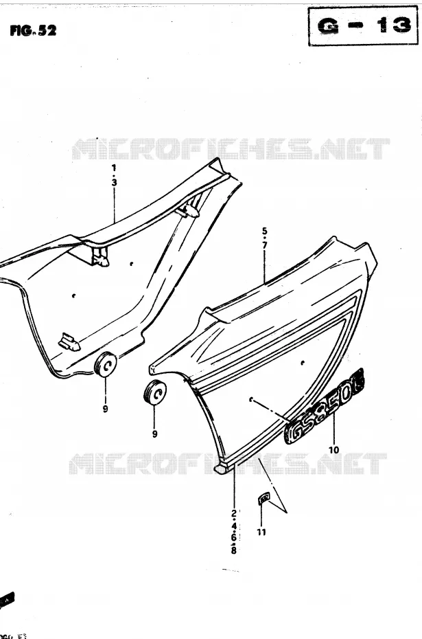 CARENAGES ARRIERE  (MODELE D) Suzuki MOTO 850 GS 1983  GS850GD(E1)