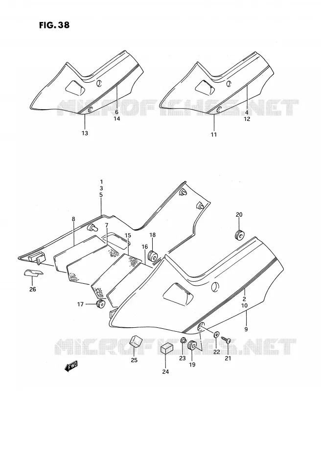 CARENAGES ARRIERE  (MODELE J) Suzuki MOTO 1100 GSX-F 1991  GSX1100FM(E2)