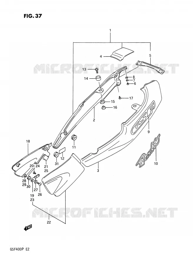 CARENAGES ARRIERE  (MODELE M) Suzuki MOTO 400 BANDIT 1993  GSF400P(E2)