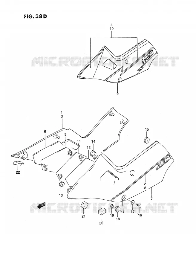 CARENAGES ARRIERE  (MODELE N/P/R) Suzuki MOTO 1100 GSX-F 1994  GSX1100FR(E2)